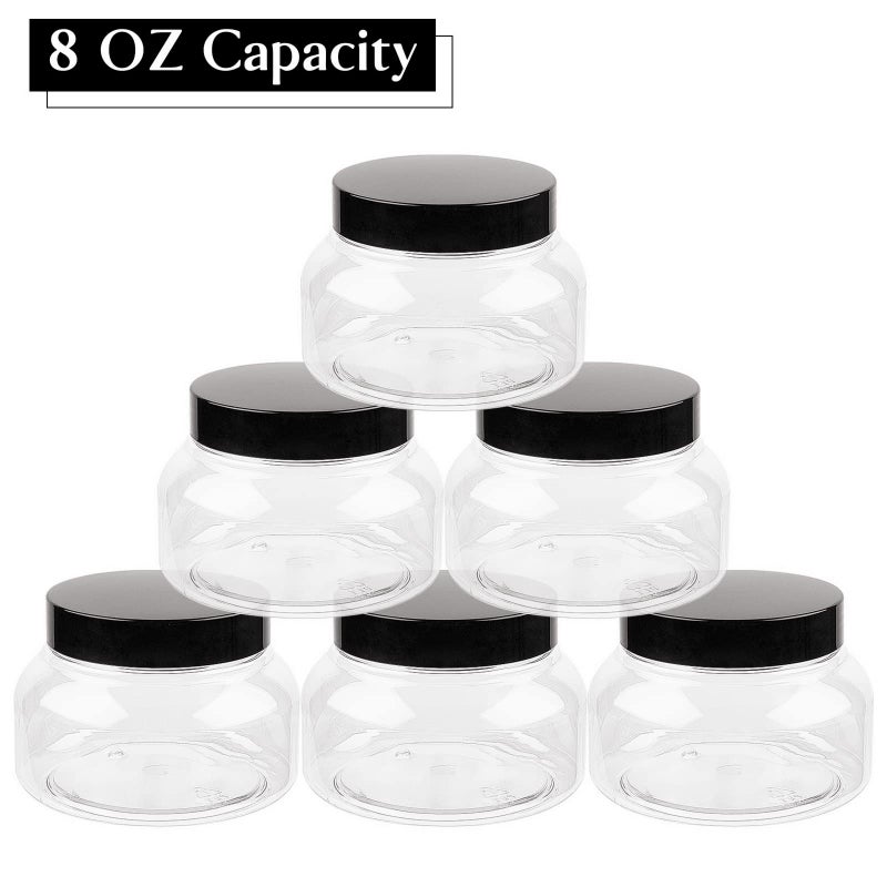 TUZAZO 8 Oz Plastic Container Tuscany Jars with Lids BPA Free, 24 Pack Empty Round Clear Cosmetic Containers Body Butter Jars for Lotion, Cream, Gel, Sugar Scrub - Image 5